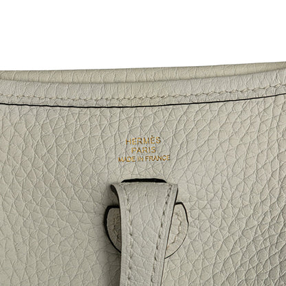 Second hand Hermes Evelyne 16 TPM Taurillon Clemence Leather Amazone Hobo Crossbody New White - Tabita Bags