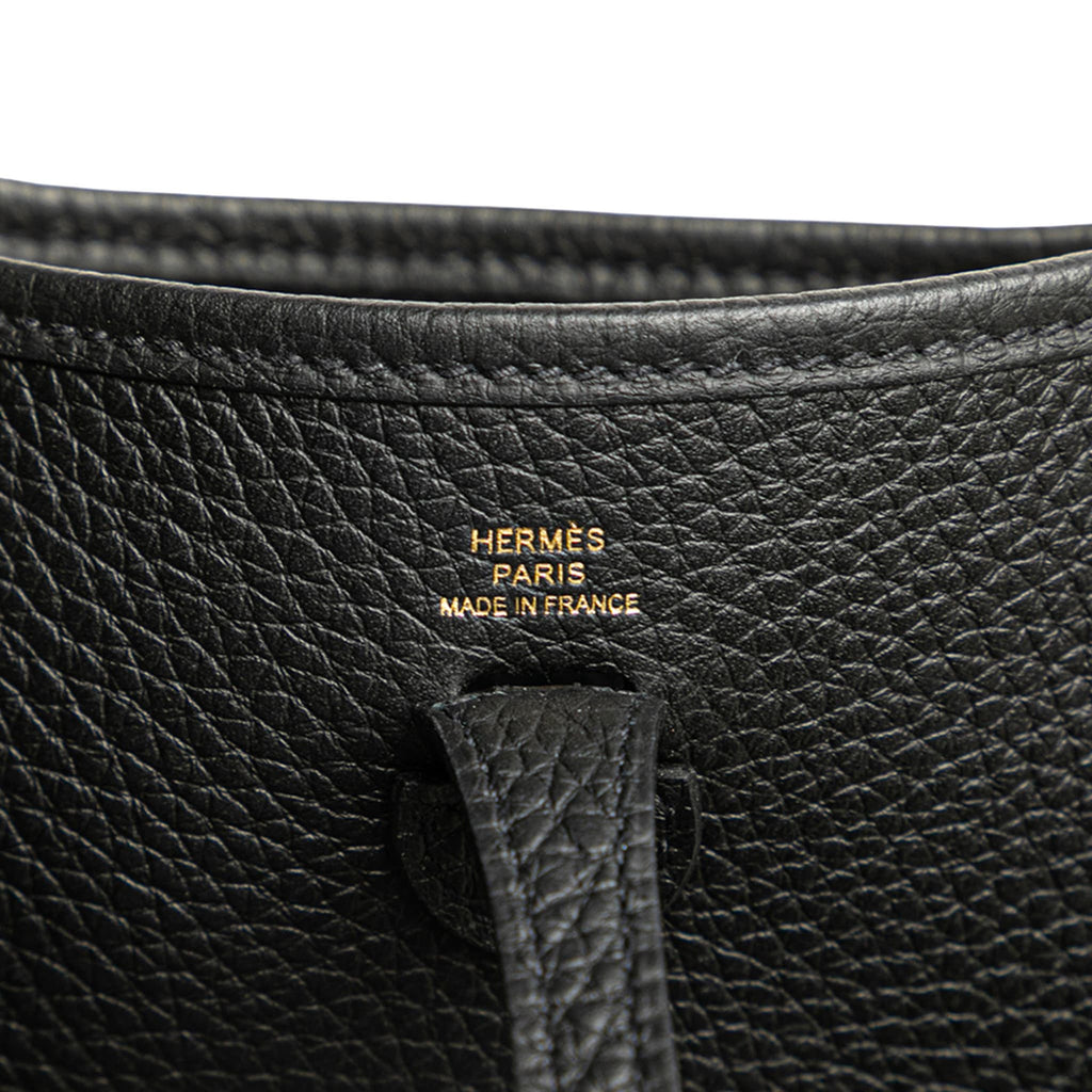 Second hand Hermes Evelyne 16 TPM Taurillon Clemence Leather Amazone Hobo Crossbody Noir - Tabita Bags