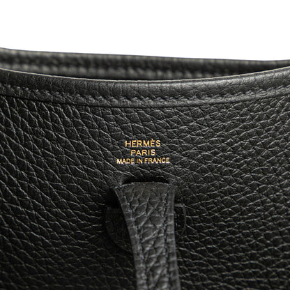Second hand Hermes Evelyne 16 TPM Taurillon Clemence Leather Amazone Hobo Crossbody Noir - Tabita Bags