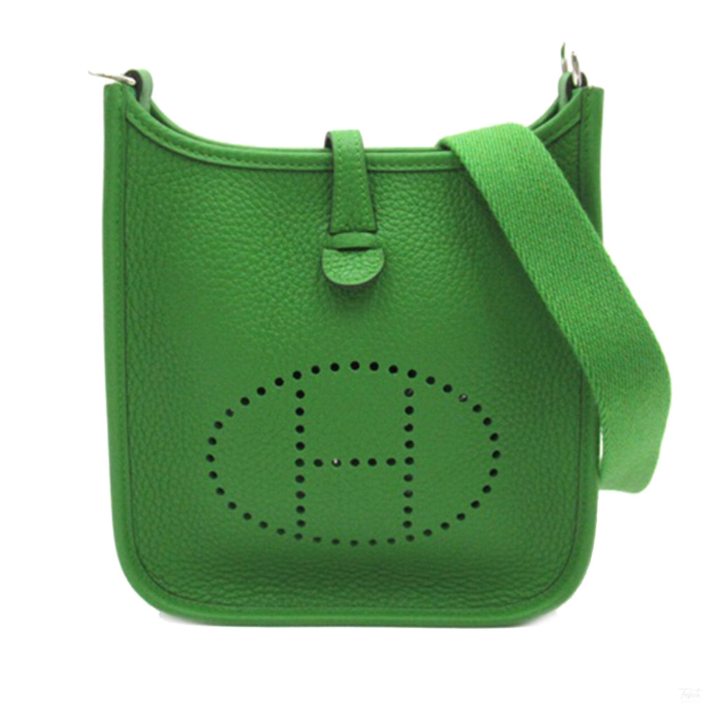 Second hand Hermes Evelyne 16 TPM Taurillon Clemence Leather Amazone Hobo Crossbody Veil Yucca - Tabita Bags