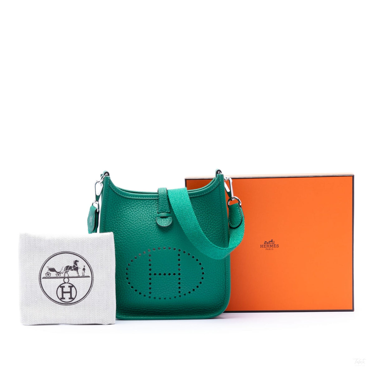 Second hand Hermes Evelyne 16 TPM Taurillon Clemence Leather Amazone Hobo Crossbody Vert Vertigo - Tabita Bags
