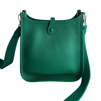 Second hand Hermes Evelyne 16 TPM Taurillon Clemence Leather Amazone Hobo Crossbody Vert Vertigo - Tabita Bags