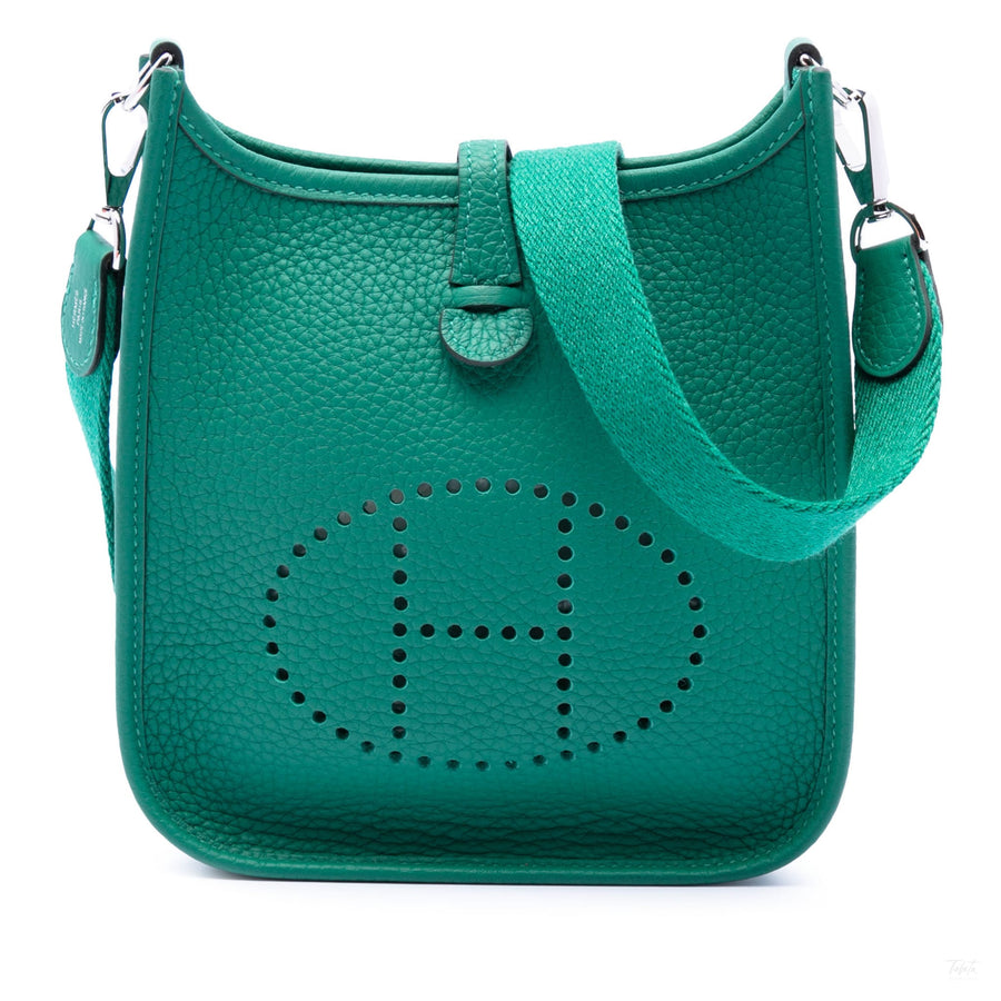 Second hand Hermes Evelyne 16 TPM Taurillon Clemence Leather Amazone Hobo Crossbody Vert Vertigo - Tabita Bags
