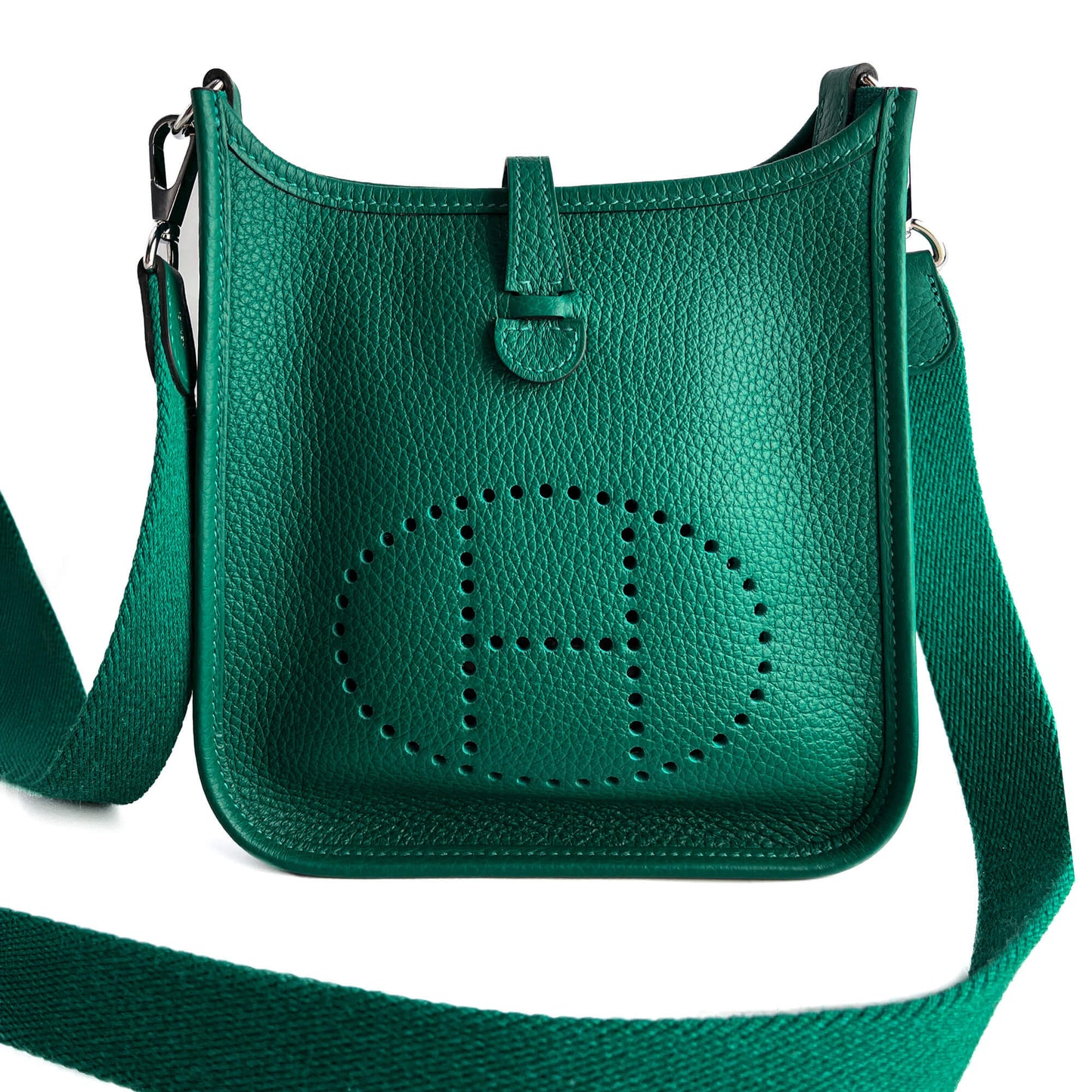 Second hand Hermes Evelyne 16 TPM Taurillon Clemence Leather Amazone Hobo Crossbody Vert Vertigo - Tabita Bags