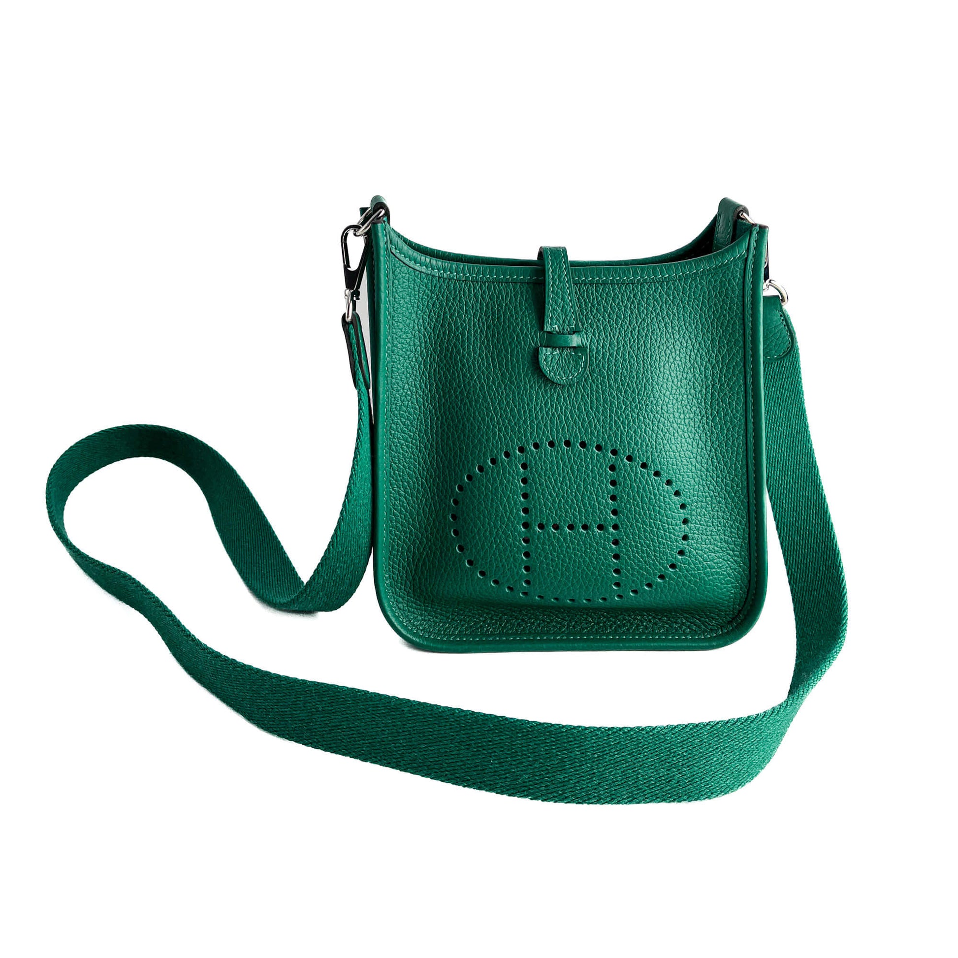 Second hand Hermes Evelyne 16 TPM Taurillon Clemence Leather Amazone Hobo Crossbody Vert Vertigo - Tabita Bags