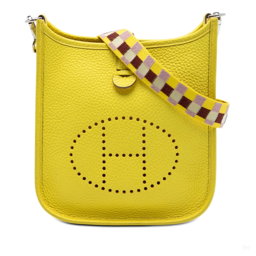 Second hand Hermes Evelyne 16 TPM Taurillon Clemence Leather Amazone Hobo Crossbody Yellow - Tabita Bags