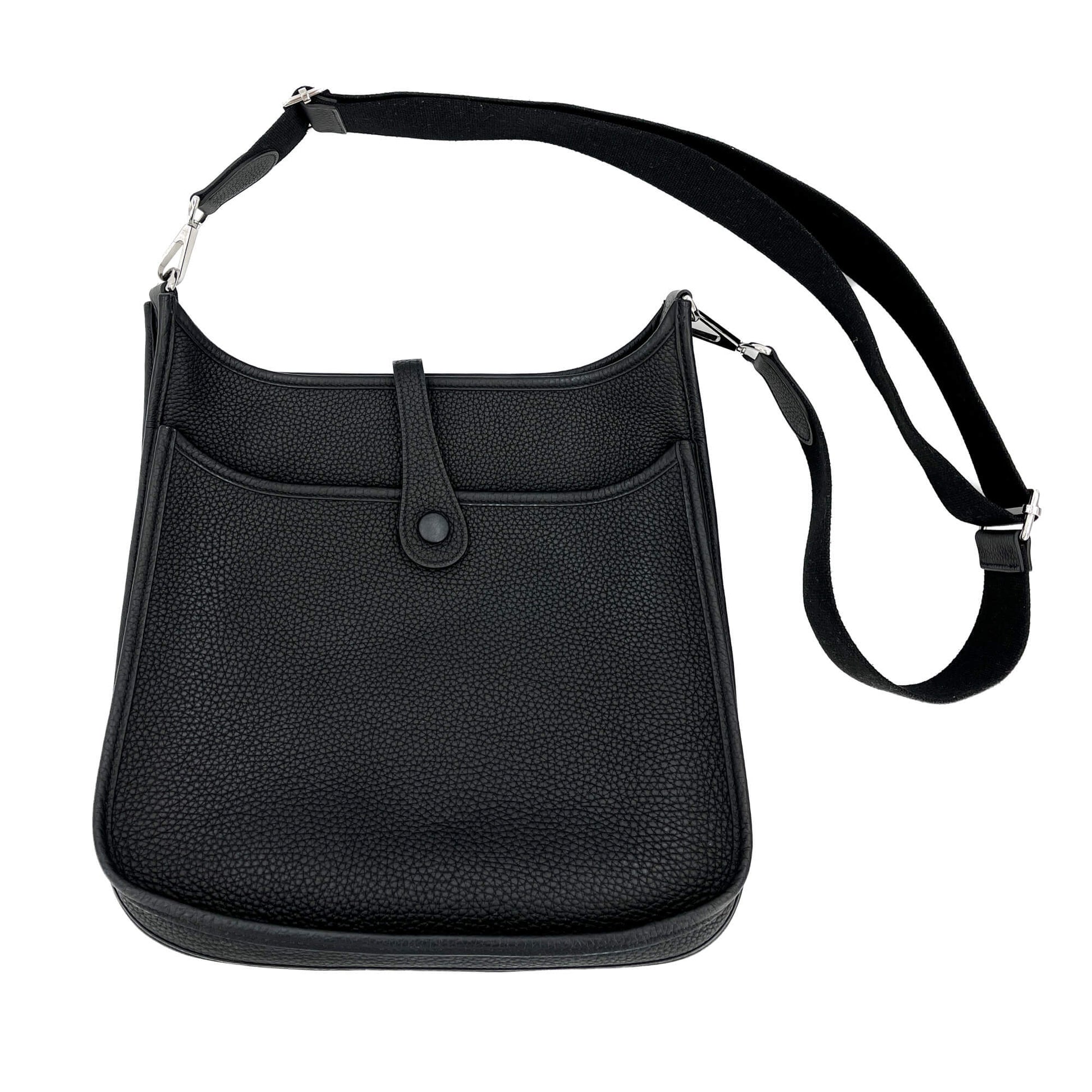 Second hand Hermes Evelyne 29 Taurillon Clemence Leather Hobo Crossbody Black - Tabita Bags