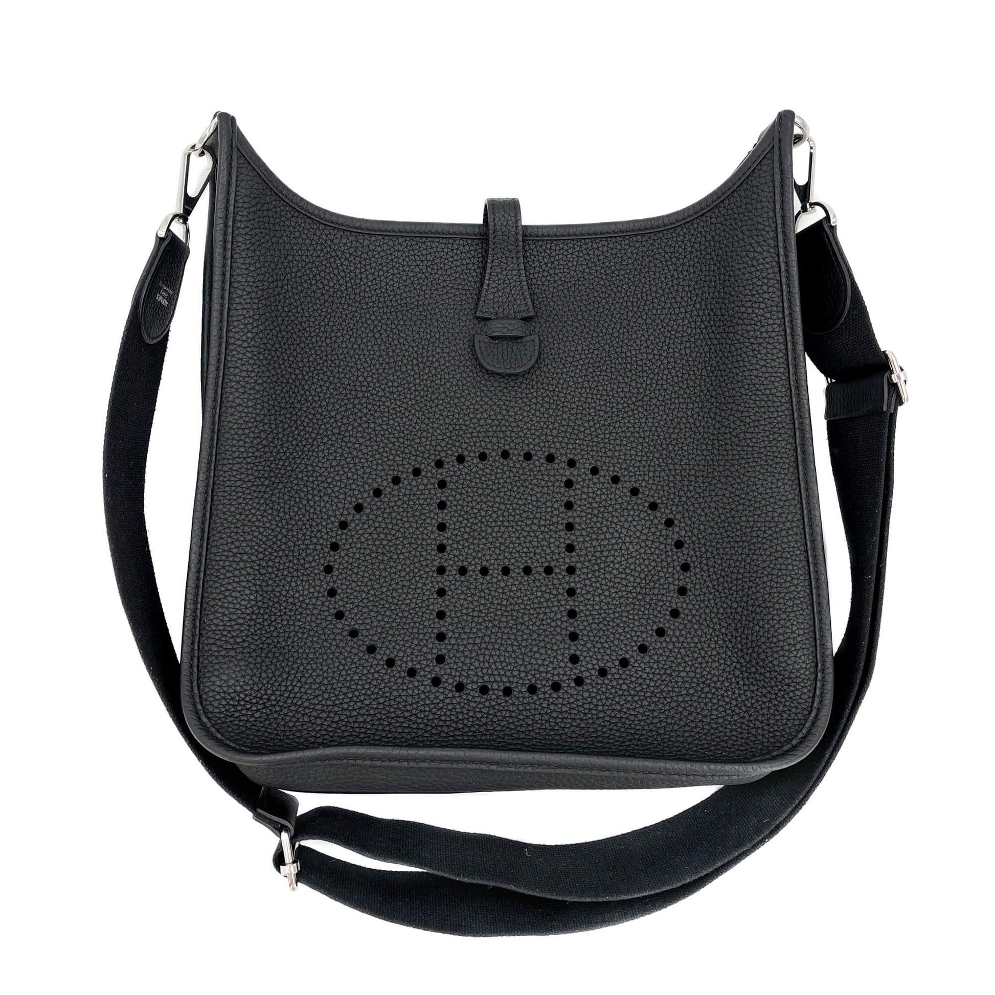 Second hand Hermes Evelyne 29 Taurillon Clemence Leather Hobo Crossbody Black - Tabita Bags