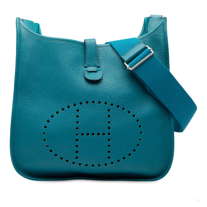 Second hand Hermes Evelyne 29 Taurillon Clemence Leather Hobo Crossbody Blue - Tabita Bags