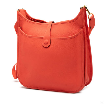 Second hand Hermes Evelyne 29 Taurillon Clemence Leather Hobo Crossbody Capucine - Tabita Bags