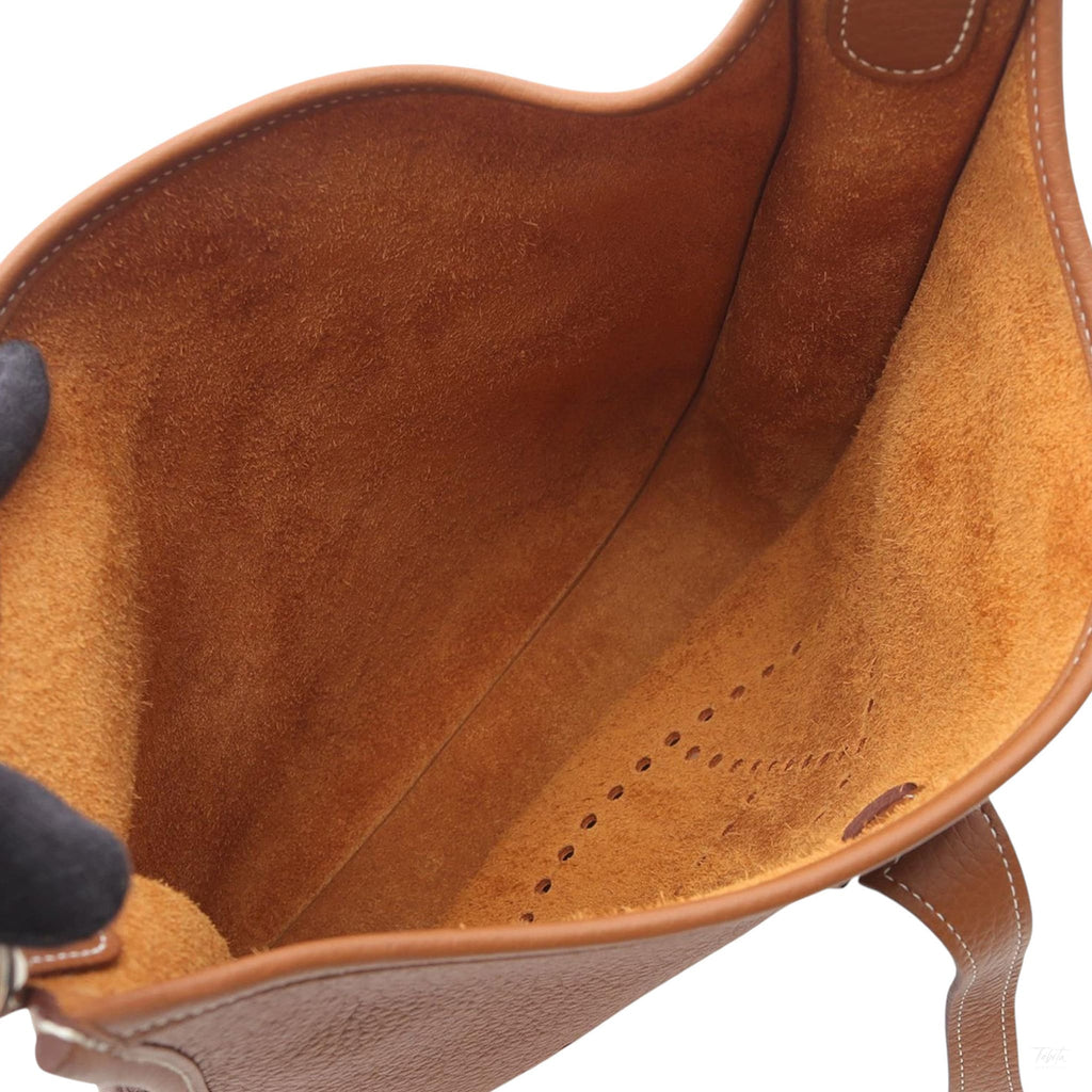 Second hand Hermes Evelyne 29 Taurillon Clemence Leather Hobo Crossbody Gold - Tabita Bags