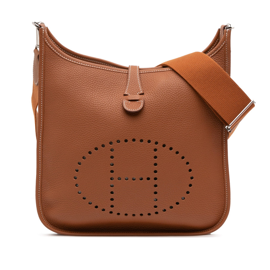 Second hand Hermes Evelyne 29 Taurillon Clemence Leather Hobo Crossbody Gold - Tabita Bags
