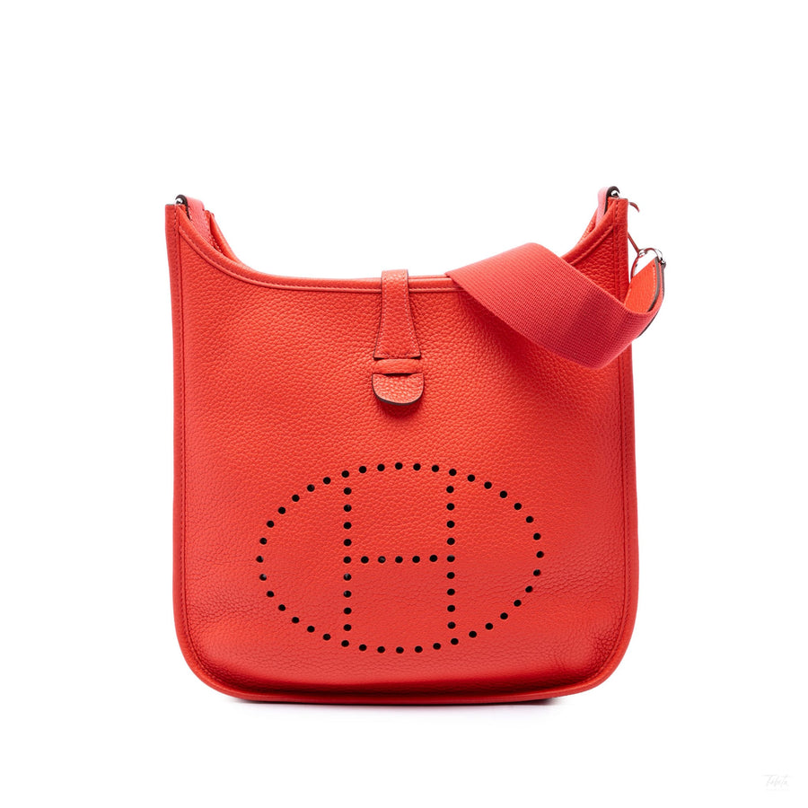 Second hand Hermes Evelyne 29 Taurillon Clemence Leather Hobo Crossbody Orange - Tabita Bags