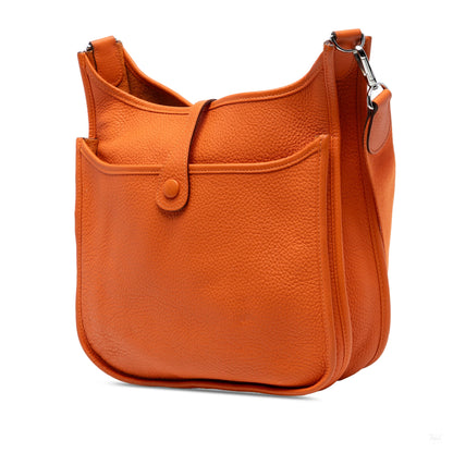 Second hand Hermes Evelyne 29 Taurillon Clemence Leather Hobo Crossbody Orange - Tabita Bags