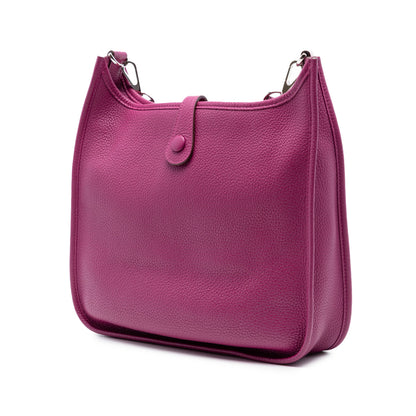 Second hand Hermes Evelyne 29 Taurillon Clemence Leather Hobo Crossbody Rose Pourpre - Tabita Bags