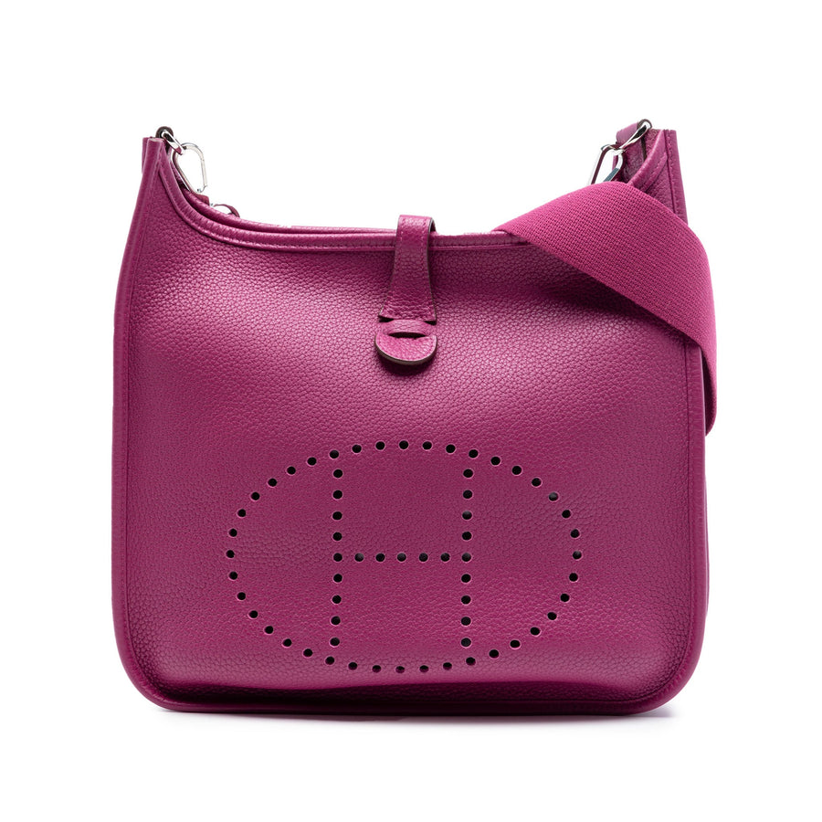 Second hand Hermes Evelyne 29 Taurillon Clemence Leather Hobo Crossbody Rose Pourpre - Tabita Bags