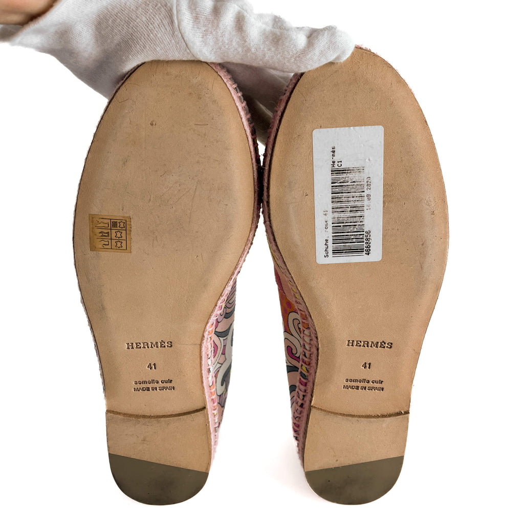 Second hand Hermes Flat Espadrille Canvas 41 Rose - Tabita Bags