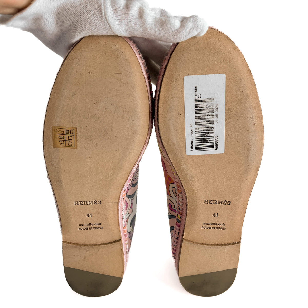 Second hand Hermes Flat Espadrille Canvas 41 Rose - Tabita Bags
