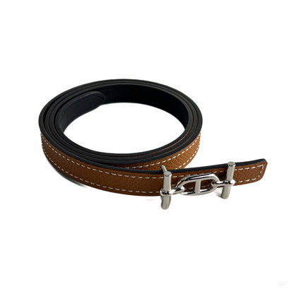 Second hand Hermes Focus Leather Reversible Thin Belt 80 Brown - Tabita Bags