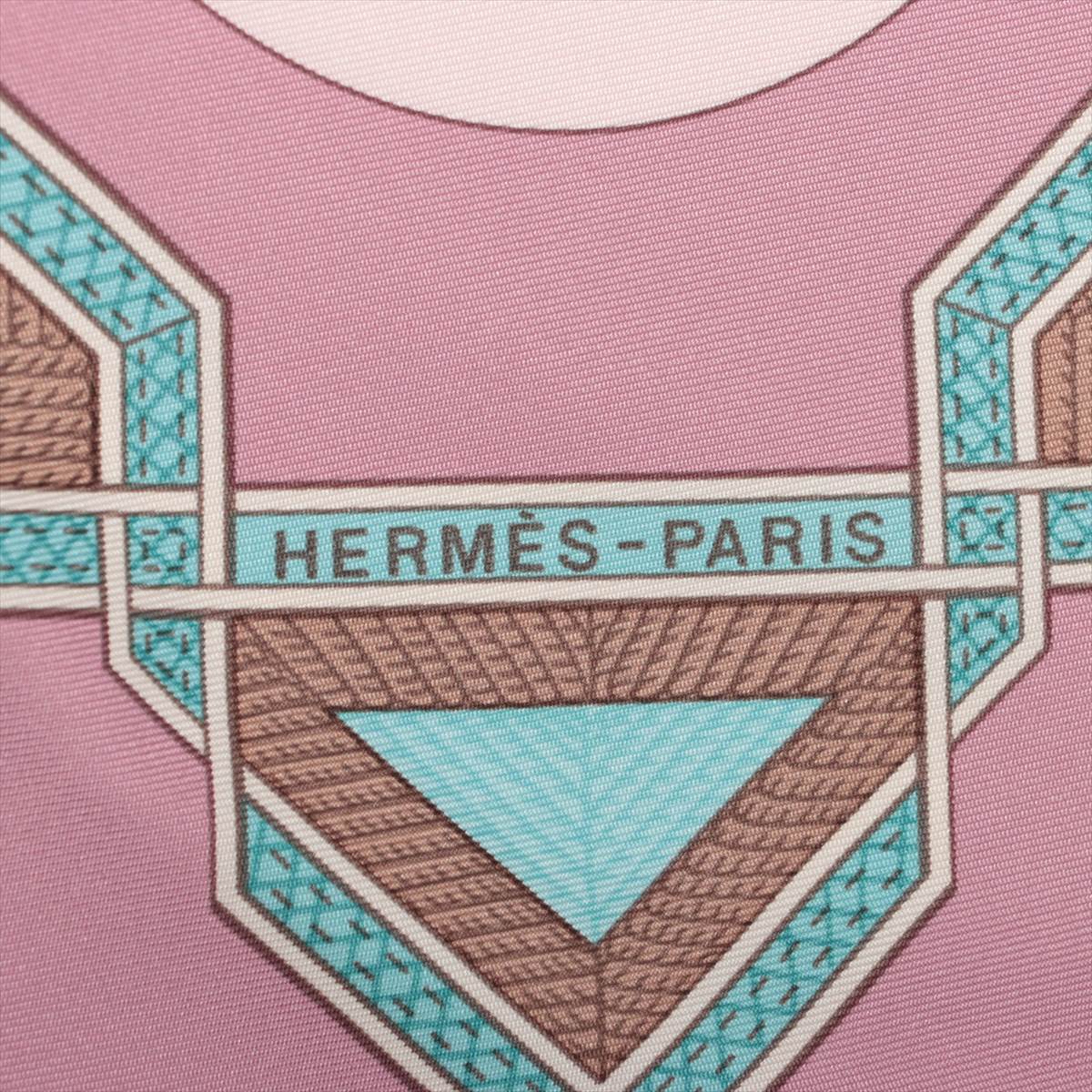 Second hand Hermes Foulard 90 Silk Cuirs Du Desert Pink - Tabita Bags