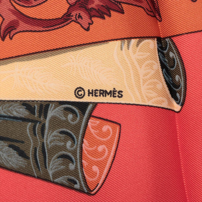 Second hand Hermes Foulard 90 Silk L' Atlantide Orange - Tabita Bags