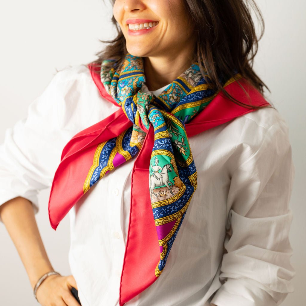 Second hand Hermes Foulard 90 Silk Qalamdan Karamdan Multicolor - Tabita Bags
