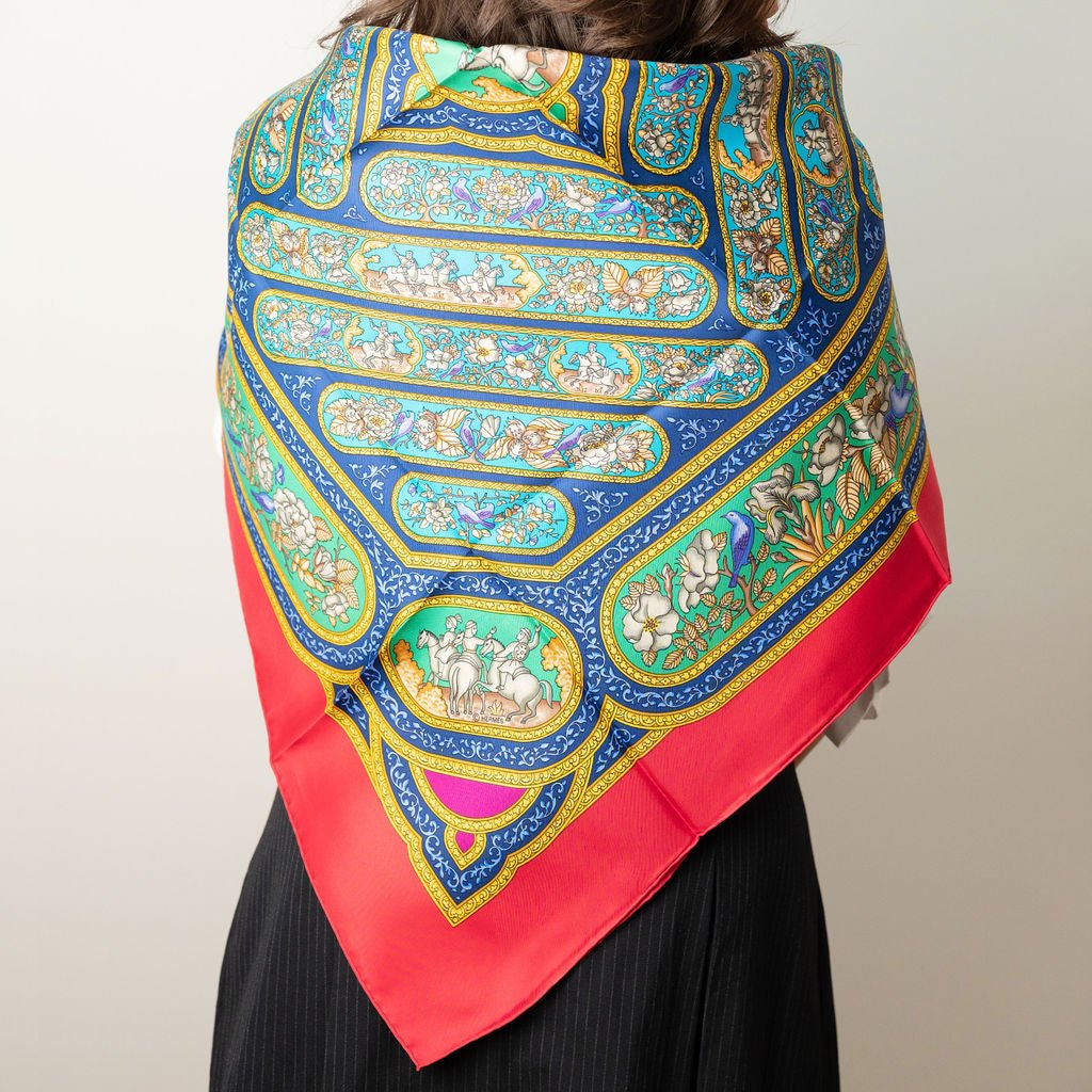 Second hand Hermes Foulard 90 Silk Qalamdan Karamdan Multicolor - Tabita Bags