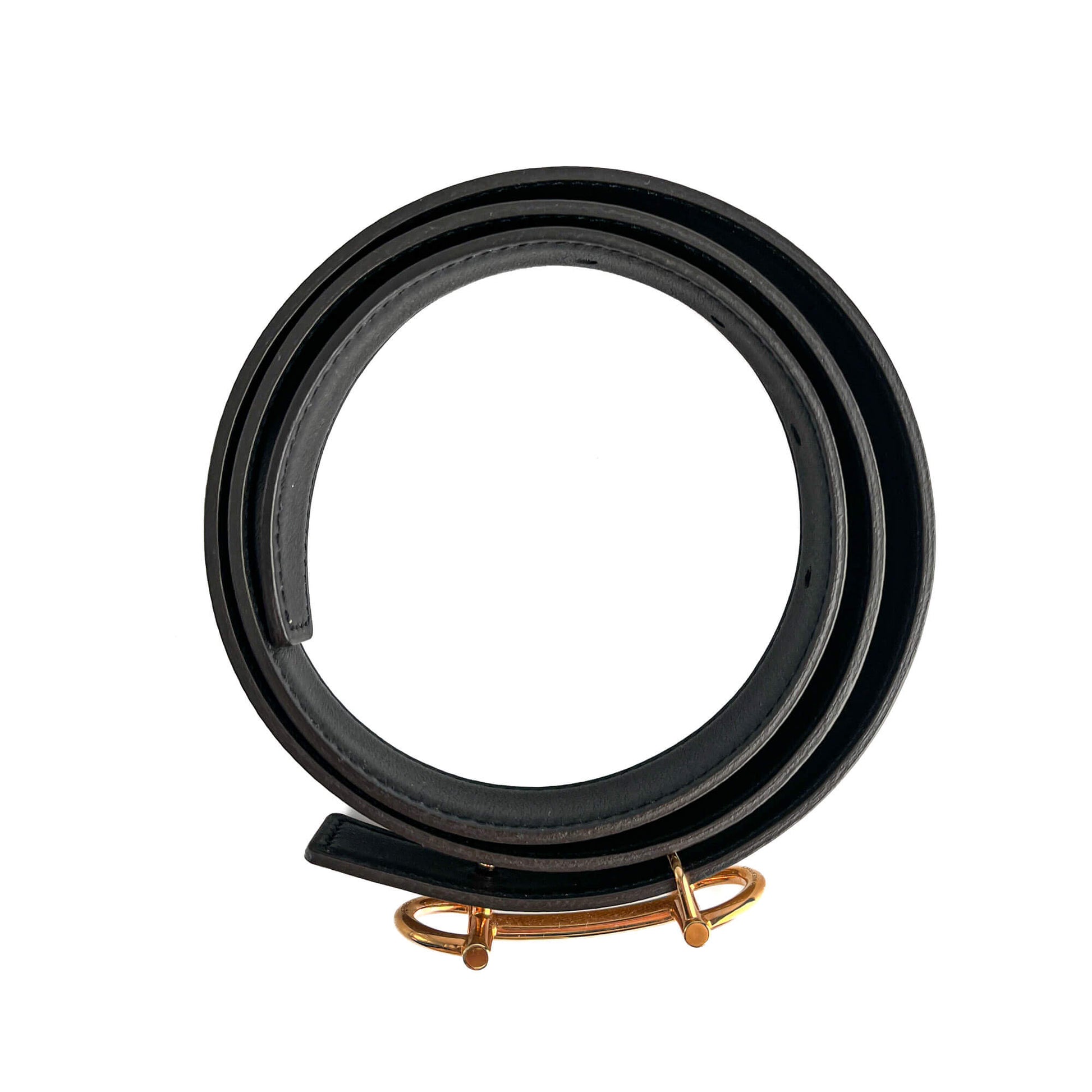 Second hand Hermes Gamma Leather Reversible Thin Belt 80 Etoupe - Tabita Bags