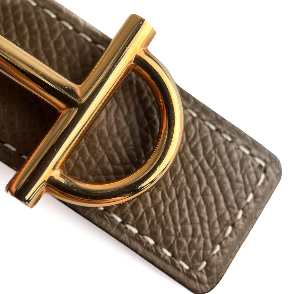 Second hand Hermes Gamma Leather Reversible Thin Belt 80 Etoupe - Tabita Bags