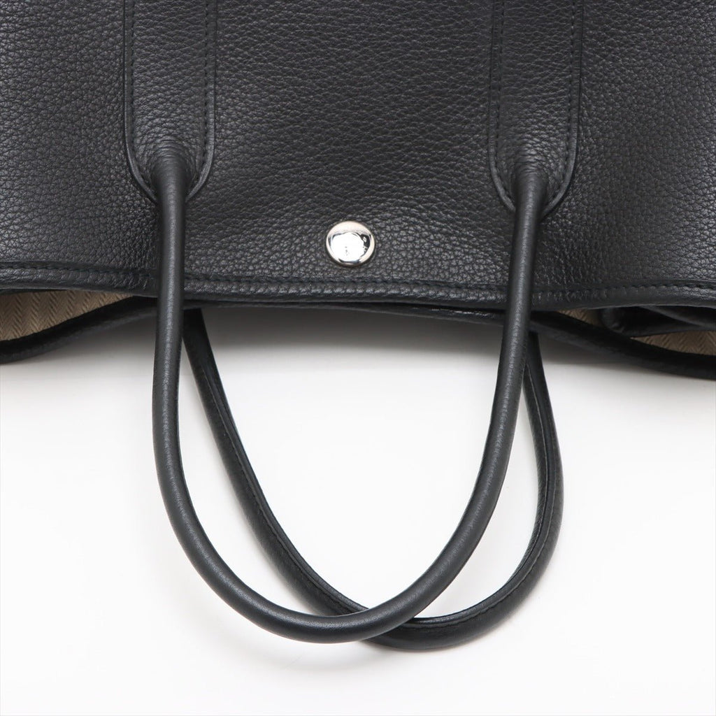 Second hand Hermes Garden Party 30 Leather Tote Handbag Black - Tabita Bags