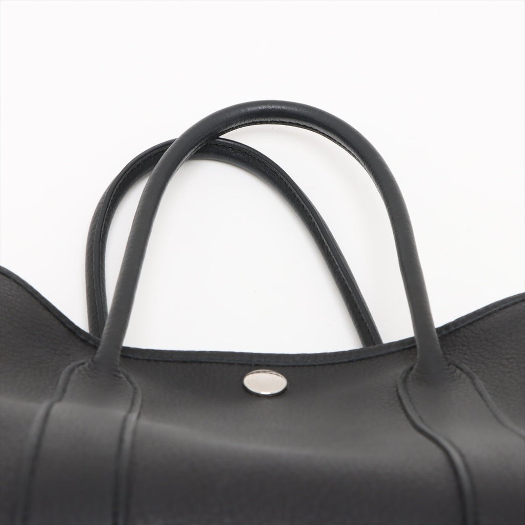 Second hand Hermes Garden Party 30 Leather Tote Handbag Black - Tabita Bags