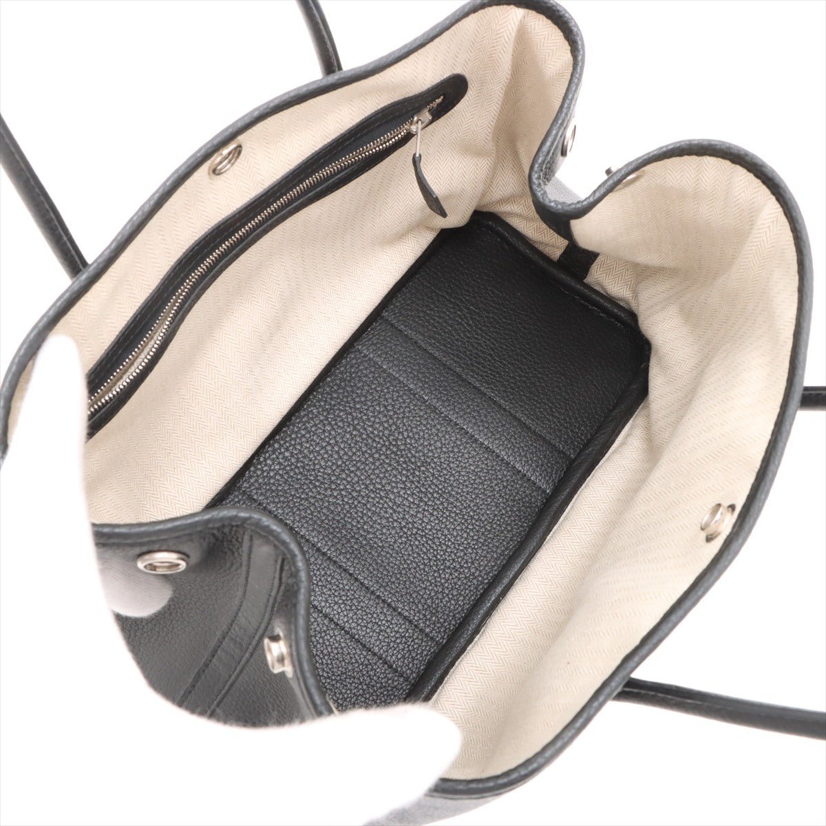 Second hand Hermes Garden Party 30 Leather Tote Handbag Black - Tabita Bags