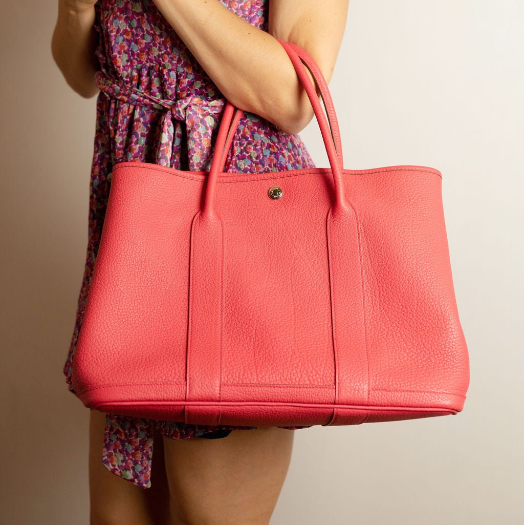 Second hand Hermes Garden Party 36 Canvas Tote Handbag Bougainvillea - Tabita Bags