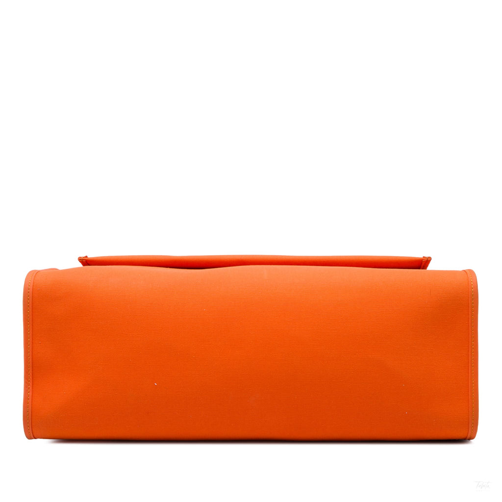 Second hand Hermes Herbag 39 Leather & Canvas 1 Pouch Top-handle Handbag Orange - Tabita Bags