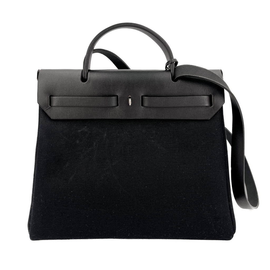 Second hand Hermes Herbag Canvas 2 - Ways Top - handle Handbag 2 - Sacs Black - Tabita Bags