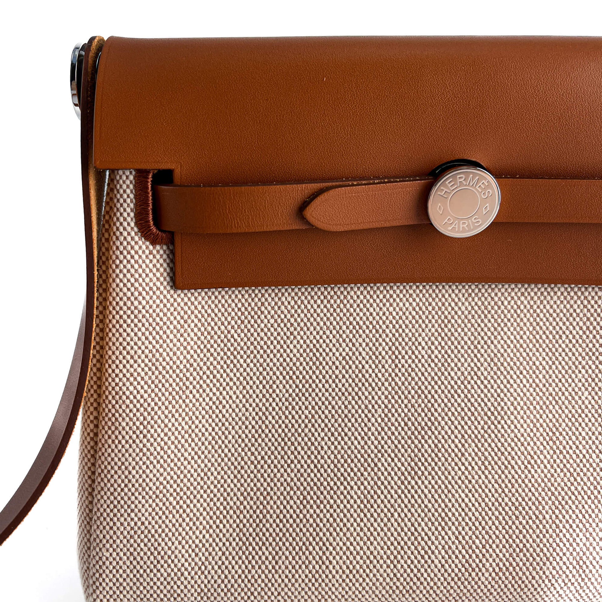 Second hand Hermes Herbag Mini Vache Hunter Leather Crossbody Beige - Tabita Bags