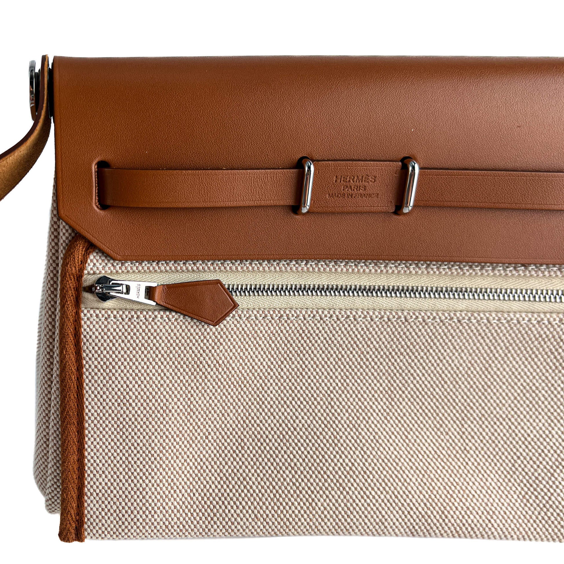 Second hand Hermes Herbag Mini Vache Hunter Leather Crossbody Beige - Tabita Bags