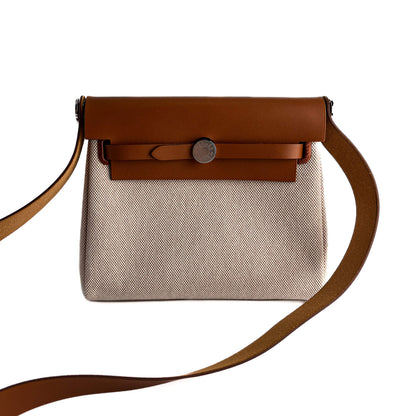 Second hand Hermes Herbag Mini Vache Hunter Leather Crossbody Beige - Tabita Bags