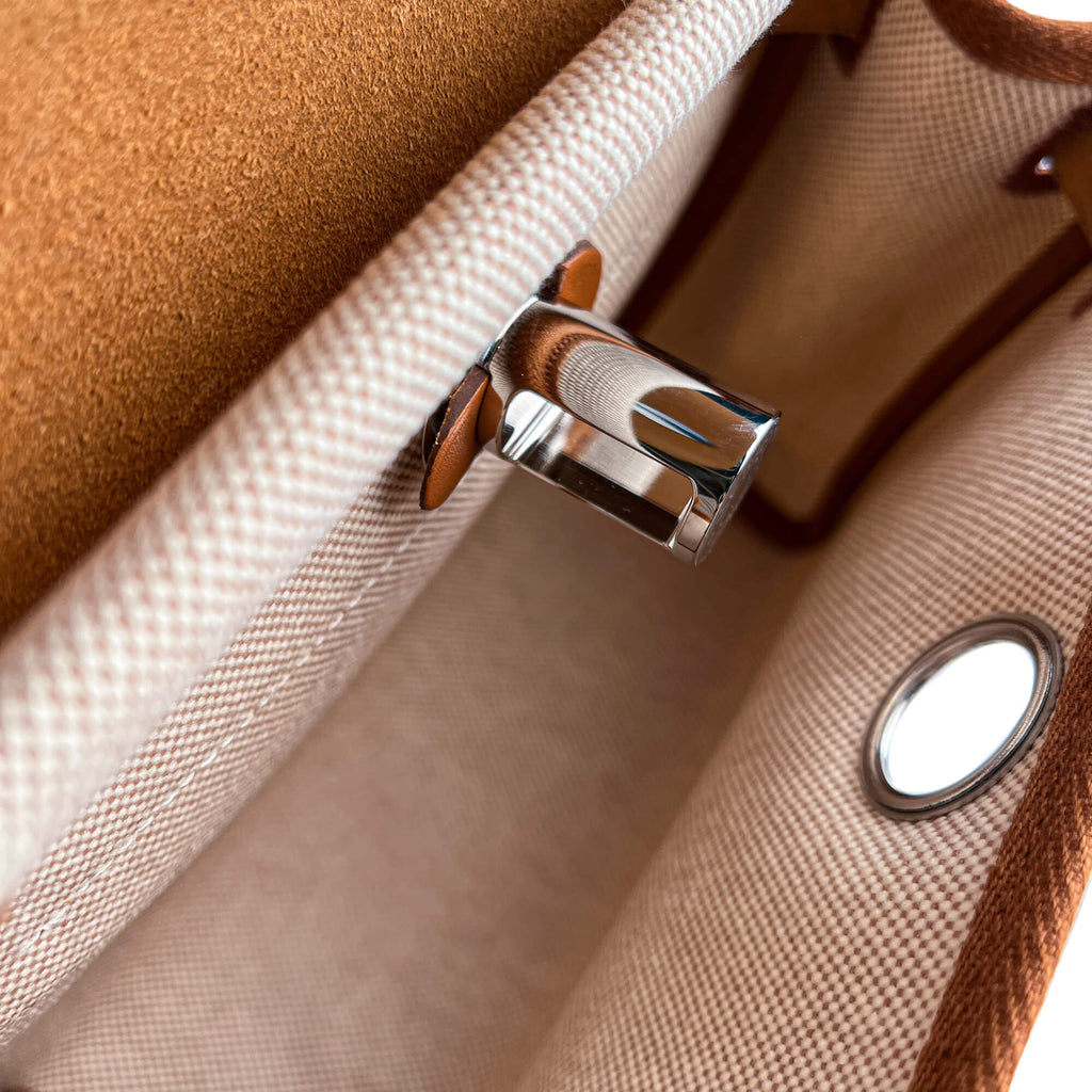 Second hand Hermes Herbag Mini Vache Hunter Leather Crossbody Beige - Tabita Bags