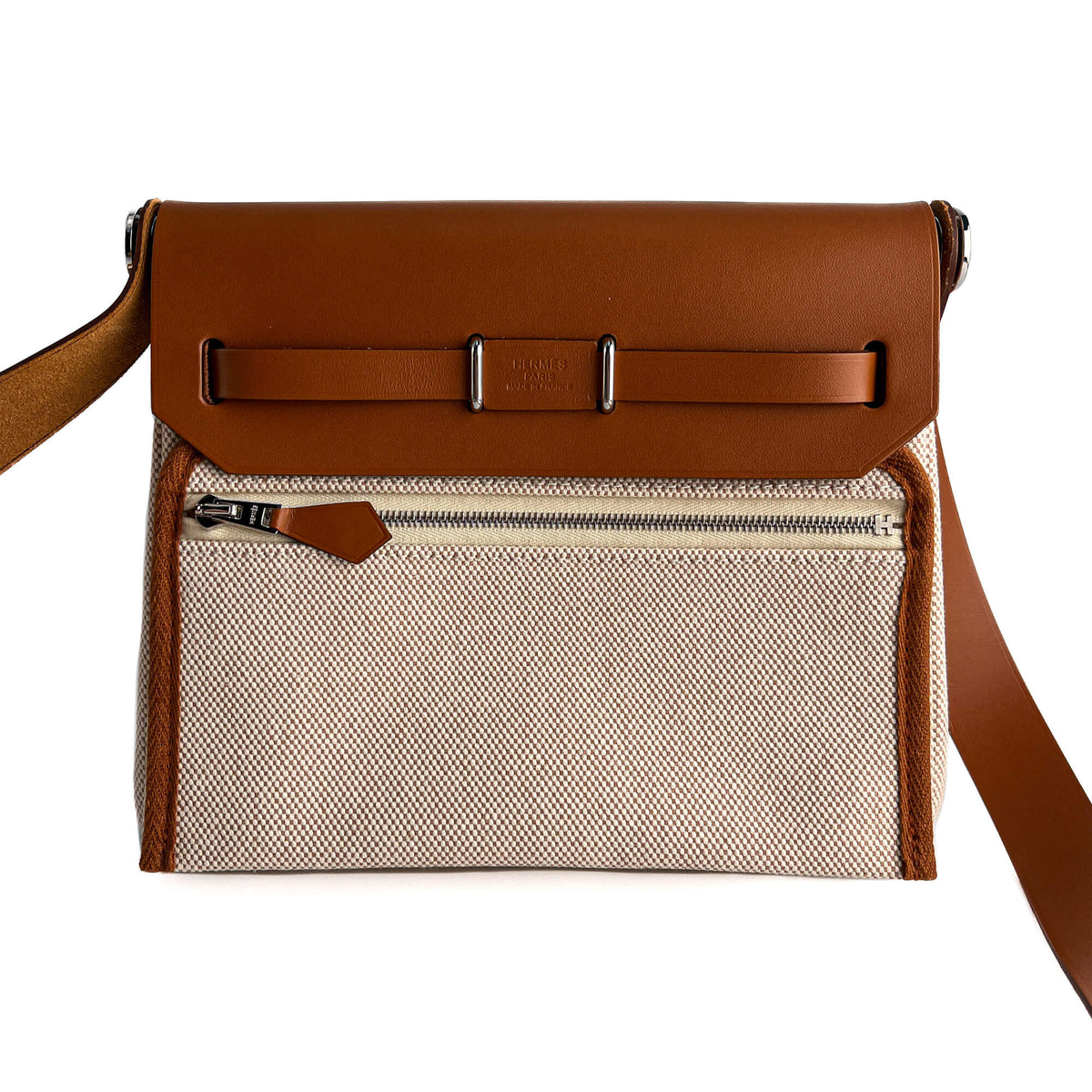 Second hand Hermes Herbag Mini Vache Hunter Leather Crossbody Beige - Tabita Bags