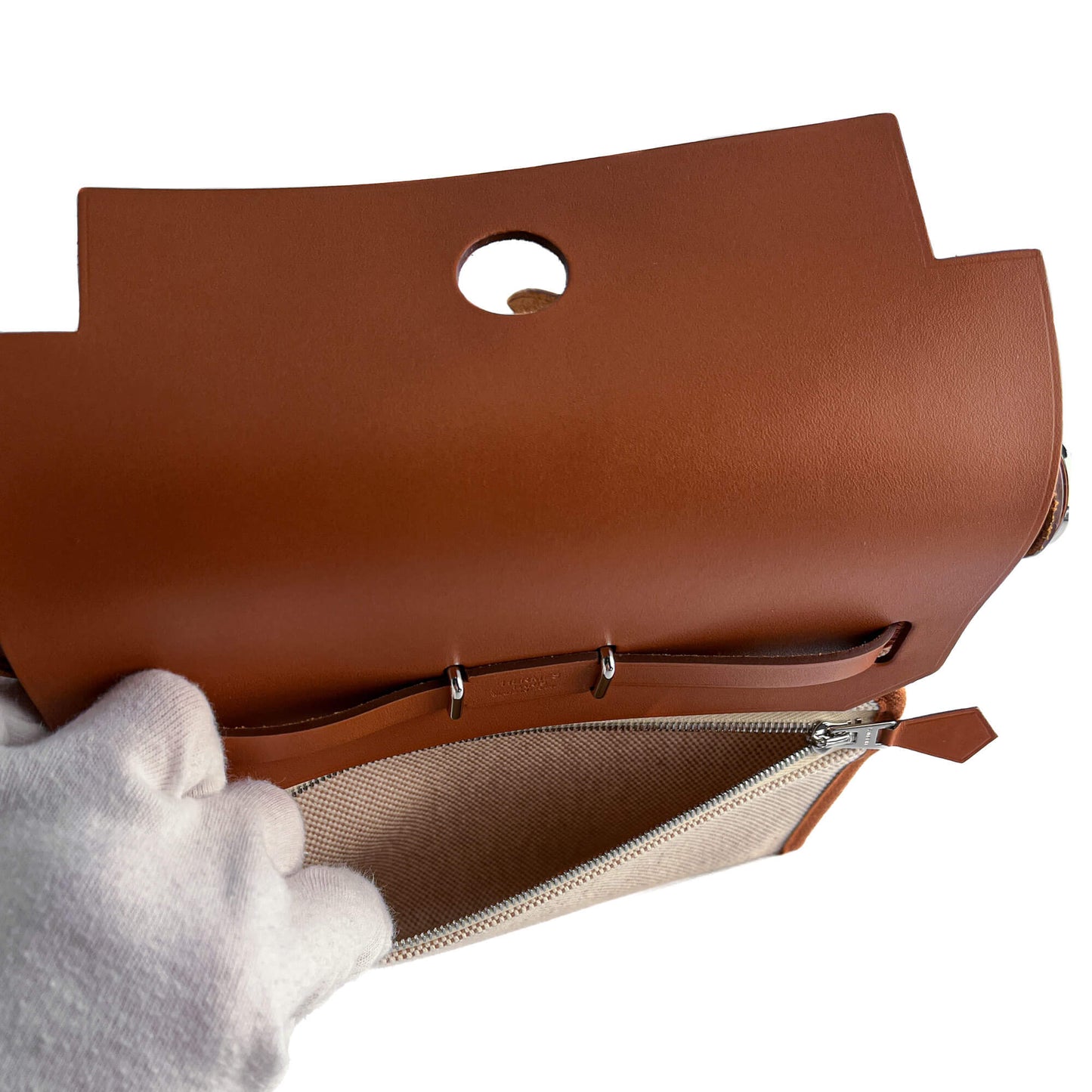 Second hand Hermes Herbag Mini Vache Hunter Leather Crossbody Beige - Tabita Bags