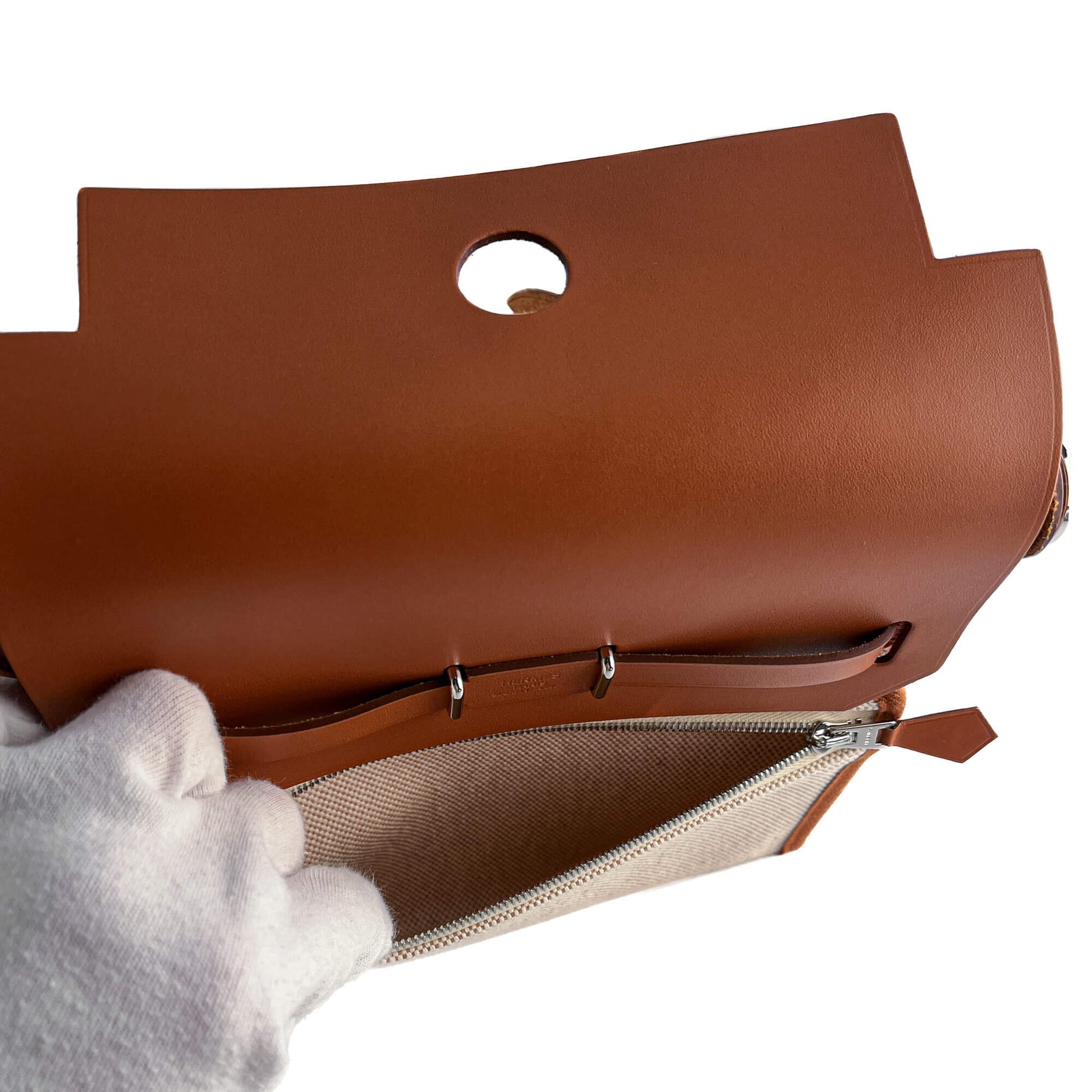 Second hand Hermes Herbag Mini Vache Hunter Leather Crossbody Beige - Tabita Bags