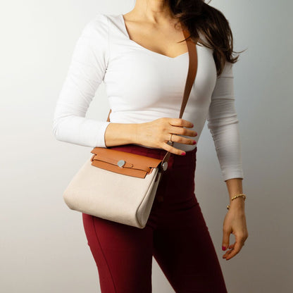 Second hand Hermes Herbag Mini Vache Hunter Leather Crossbody Beige - Tabita Bags