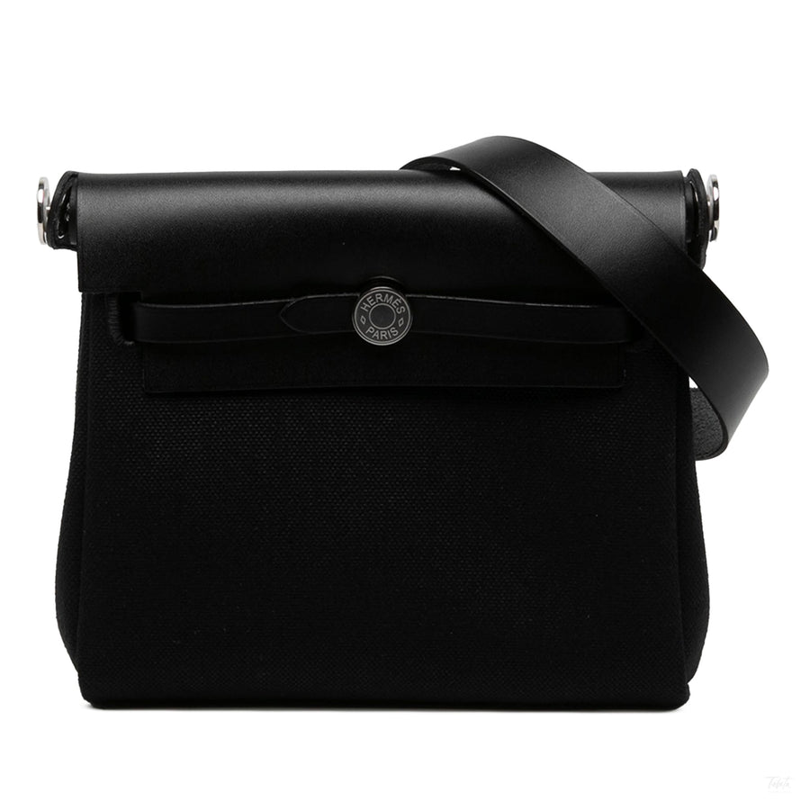 Second hand Hermes Herbag Mini Vache Hunter Leather Crossbody Black - Tabita Bags