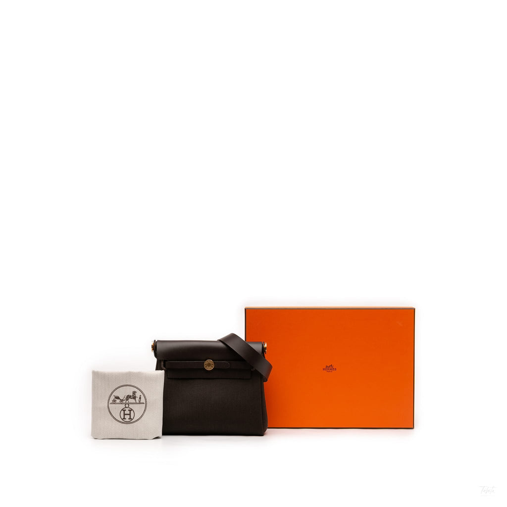 Second hand Hermes Herbag Mini Vache Hunter Leather Crossbody Brown - Tabita Bags
