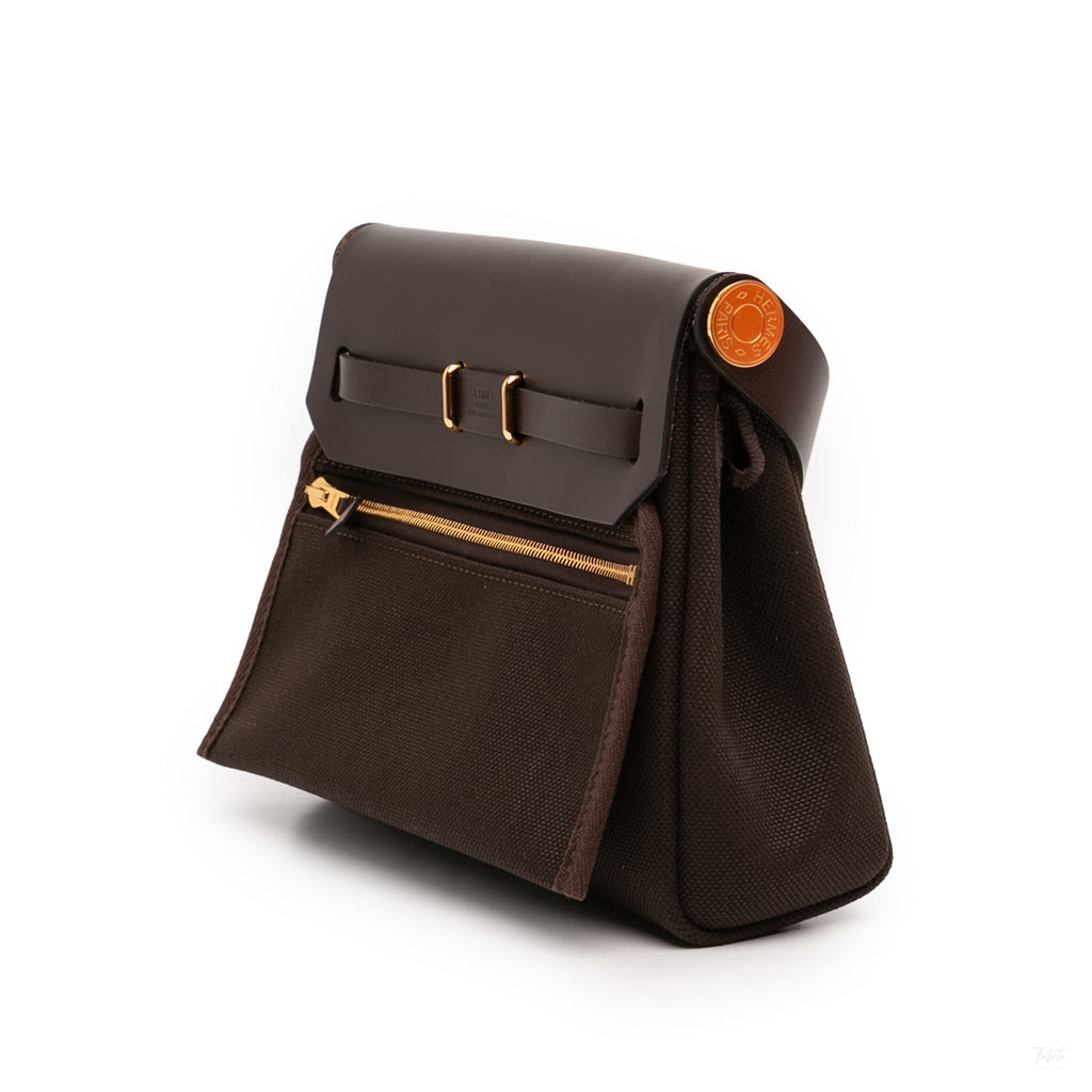 Second hand Hermes Herbag Mini Vache Hunter Leather Crossbody Brown - Tabita Bags