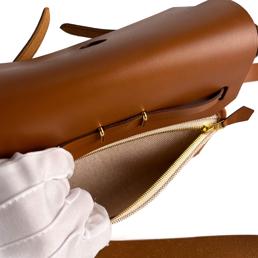 Second hand Hermes Herbag Mini Vache Hunter Leather Crossbody Fauve - Tabita Bags
