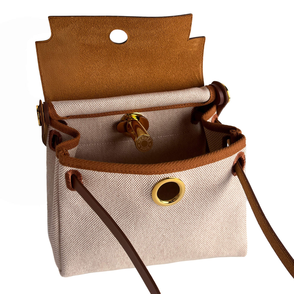 Second hand Hermes Herbag Mini Vache Hunter Leather Crossbody Fauve - Tabita Bags