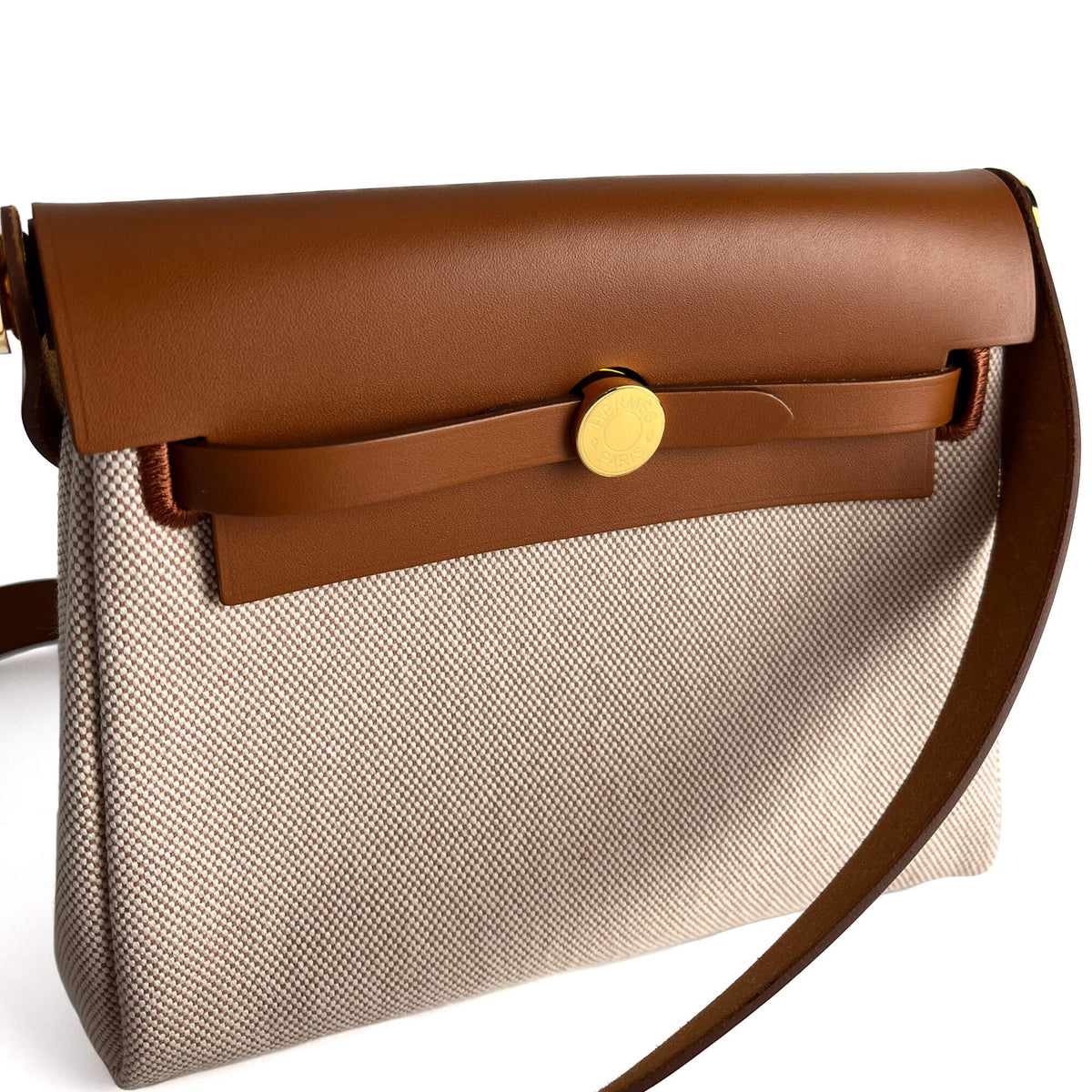 Second hand Hermes Herbag Mini Vache Hunter Leather Crossbody Fauve - Tabita Bags