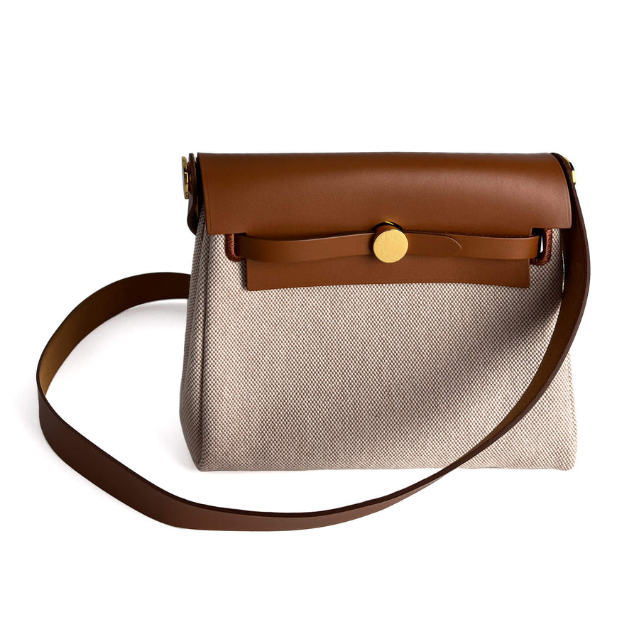 Second hand Hermes Herbag Mini Vache Hunter Leather Crossbody Fauve - Tabita Bags